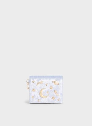 Velvet Embellished Card Holder – Light Blue