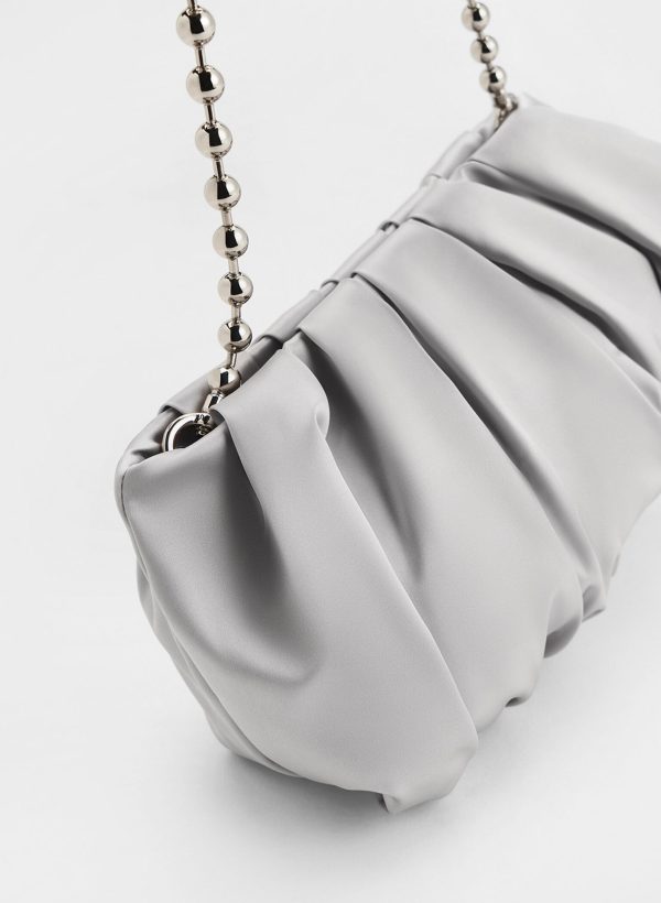 EkBlANqmWlDQephz.jpg Satin Ruched Bead-Handle Bag – Silver
