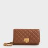 Quilted Push-Lock Clutch – Chocolate