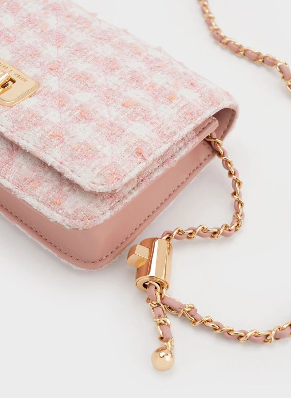 Cressida Tweed Push-Lock Clutch – Pink