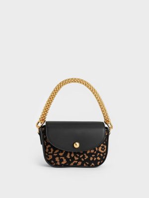 nsxifwpSoGKqJQYS.jpg Beaded Metallic Handle Sculptural Bag – Animal Print Black