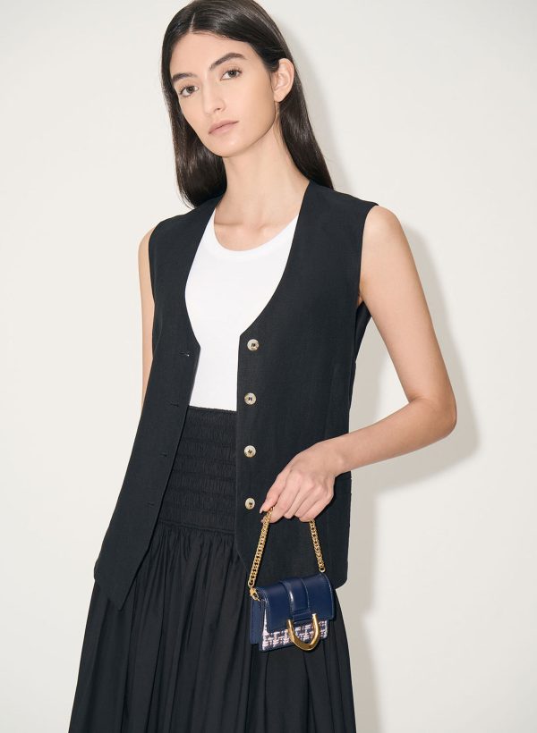 ovtDClvcWLPffnfb.jpg Gabine Tweed Chain-Link Card Holder – Navy